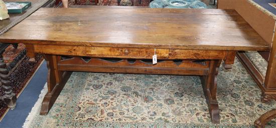 A Spanish ? elm and deal farmhouse table W.198cm